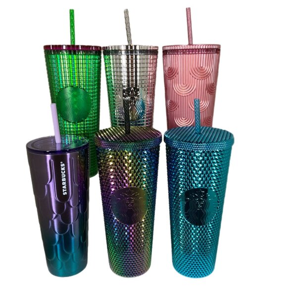 NEW Starbucks 2023 Holiday Silver Chrome Mirror Ball Grid Tumbler 24oz Venti - Picture 8 of 8